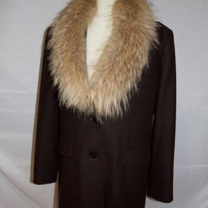 Vertigo Paris Brown Fox Collar Coat